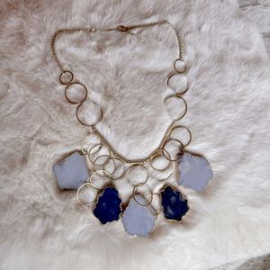 Chunky Gold Trim Stone Statement Necklace
